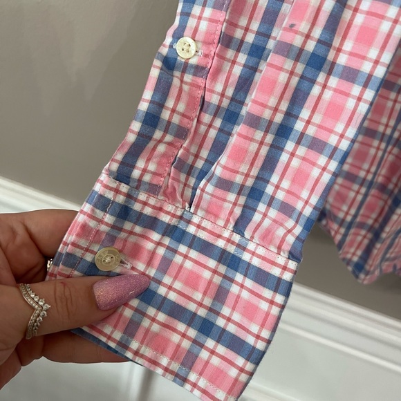 J.Crew Factory Blue Pink Plaid Button Down - Picture 3 of 7